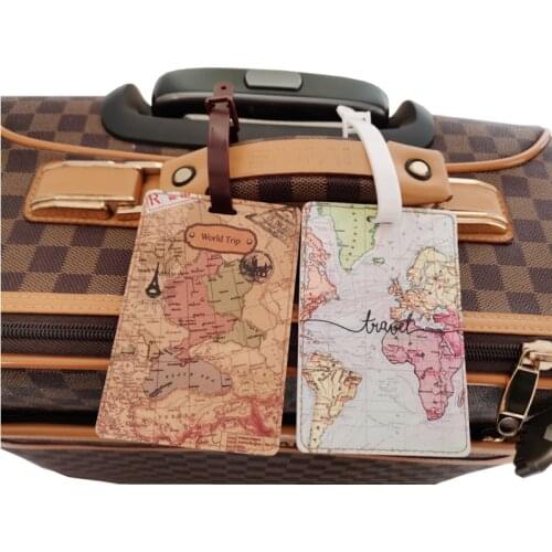 Creative World Map High Quality Luggage Tag Travel Accessories PU Suitcase ID Addres Holder Baggage Boarding Tag Portable Label