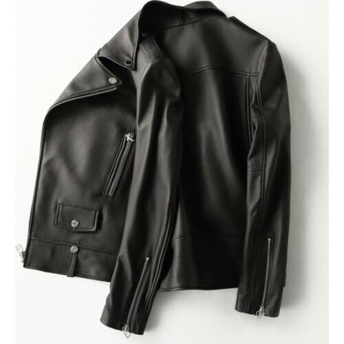 Genuine Leather Leather Jacket Men Short 100% Sheepskin Coat Motorcycle Jacket Man Slim Chaqueta Cuero Hombre KFS19M008-M