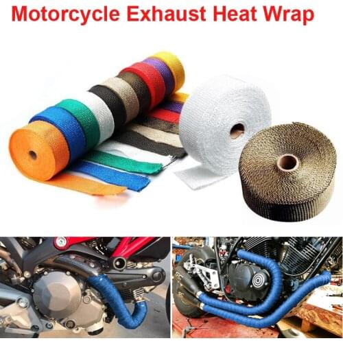 5M Car Motorcycle Exhaust Wrap Pipe Header Heat Wrap Turbo Heat Exhaust Thermal Wrap Tape Titanium Stainless Steel Ties