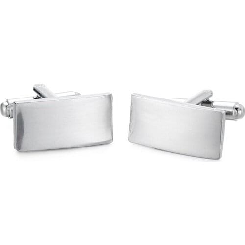 WN new rectangular Silvery Cufflinks smooth fashion accessory French men Cufflinks