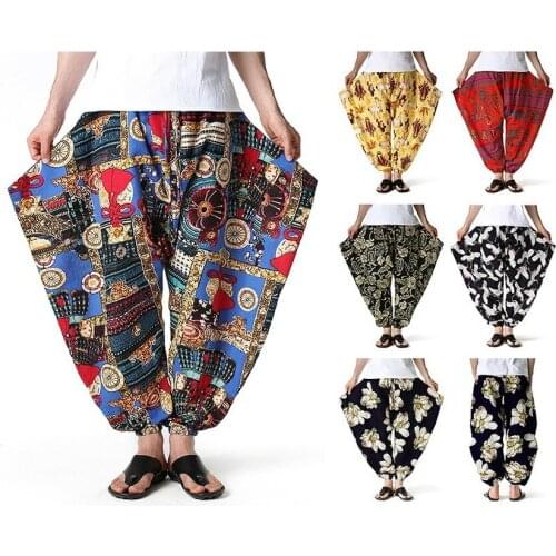 African Clothes Man Pants Bazin Rich Harem Loose Trousers Casual Floral Print Hip Hop Plus Size Wide Leg Vintage 2021 Fashion