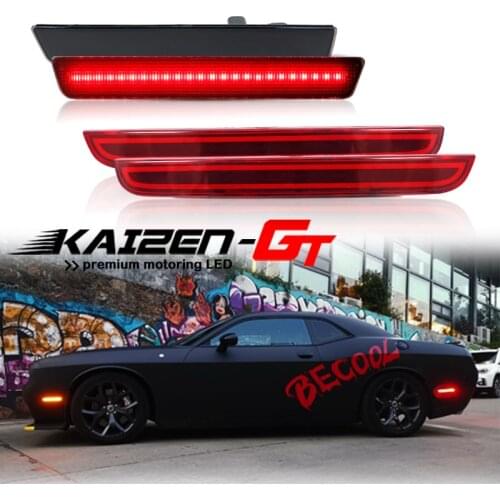 Front Amber Rear Red LED Side Marker Lights & Rear Bumper Reflector Lights For 2015-up Dodge Challenger Tail/Brake,Rear Fog Lamp