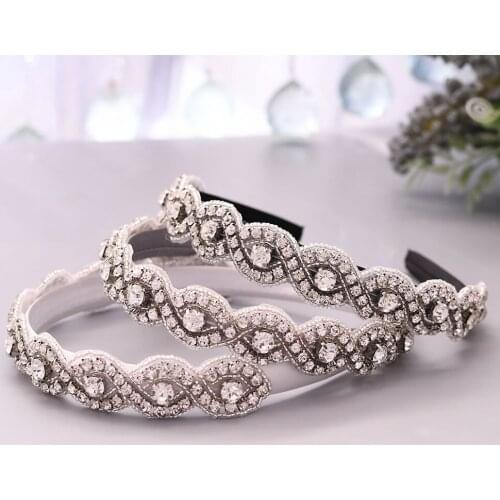 Hairbands Non-slip Bezel Colorful Rhinestone Flower Water Ripple Hair Hoop Headband for Women Hair Band Hair Accessories