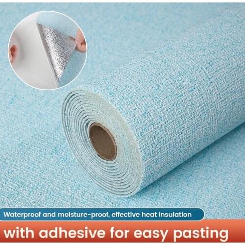 Self-adhesive Solid Color 3D Waterproof Kitchen Living Room Bathroom Wallpaper Home Office Decor Home Wall Stickers Art