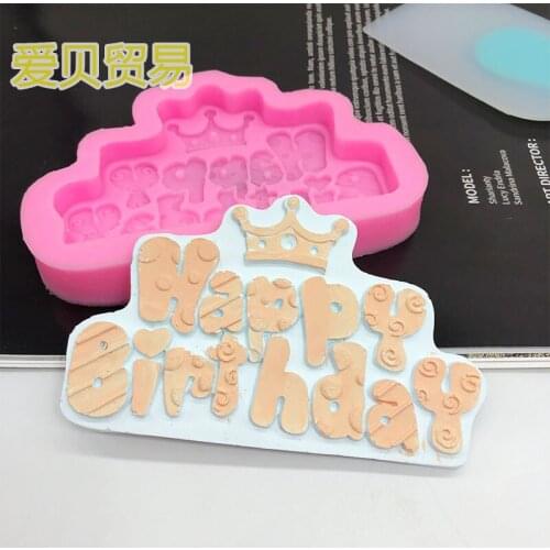 Happy birthday silicone mold chocolate fondant cake decoration baking tools dripping plaster mold candle mold