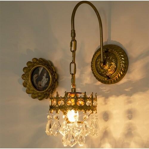 Nordic Luxury Led Crystal Wall Lamp E27 Retro Warm For Kitchen Living Room Bathroom Aisle Decoration Single Head Luminaire