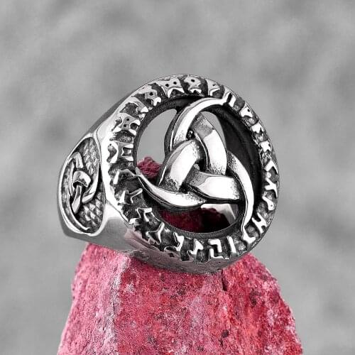 Vintage Viking Celtic knot Stainless Steel Mens Rings Punk Amulet For Male Boyfriend Biker Jewelry Creativity Gift Wholesale