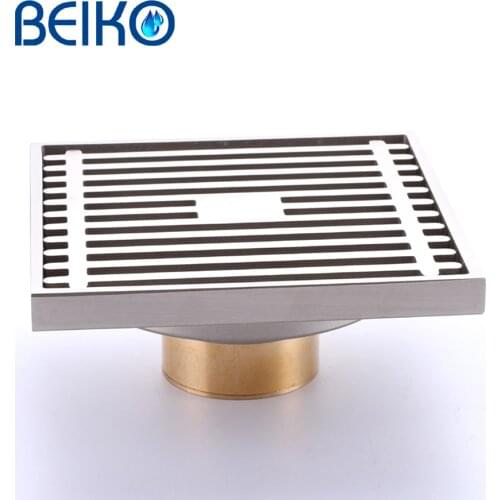 High Quality 10X10cm Copper Deodorant Bathroom Grille Shower Drainage Ditch Brass Floor Drain Garbage G Mesh Filter Floor Drain