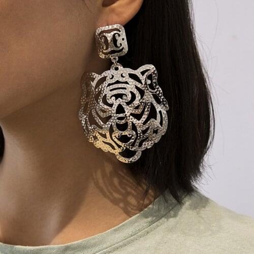 Big Stud Earring Womens Cute Gold Color Tiger Drop Earrings Ear Stud Drop Classic Jewelry Accesorios Pendientes Brincos