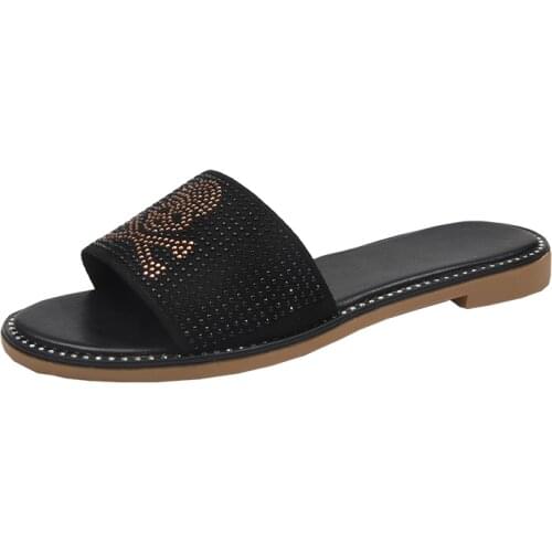 New Arrived Fashion Women Summer Slippers Cool Skull Flat Women Shoes Black/white Open Toe Ladies Sandals Clogs Female Slides