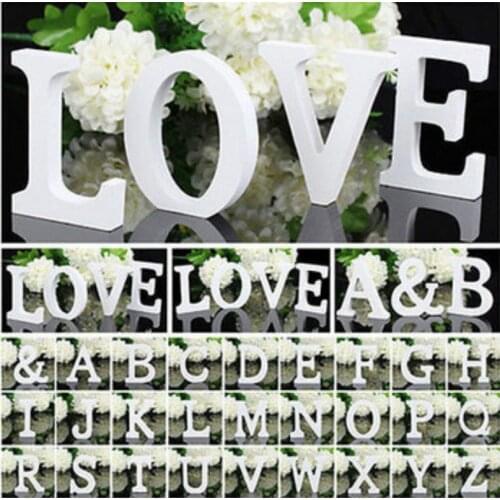 1pcs Wooden Letter Alphabet Word Wood White English Letters For Kids Boy Girls Baby Shower Happy Birthday Wedding Decor Supplies
