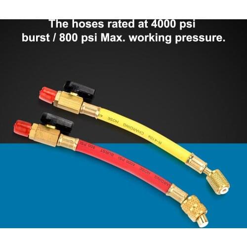 1pc Red Yellow 1/4SAE 5/16SAE Air Condition Refrigeration Charging Hose For R410A/R134a R22 HVAC A/C Service Tech Hand Tools