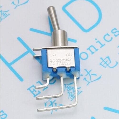 15pcs Toggle Switches 102 foot curved toggle switches MTS-102C4 250V 3A hole 6MM ON-ON 3 feet 2