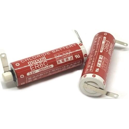 2pcs/lot New Original MAXELL AA 14500 ER6C 3.6V Lithium Thionyl Chloride Battery PLC Batteries With welding feet Made in Japan