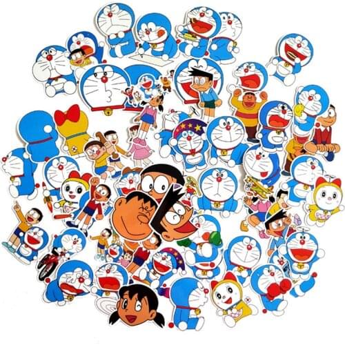 TD ZW 60Pcs Doraemon Stickers For Suitcase Skateboard Laptop Luggage Fridge Phone Car Styling DIY Decal Sticker