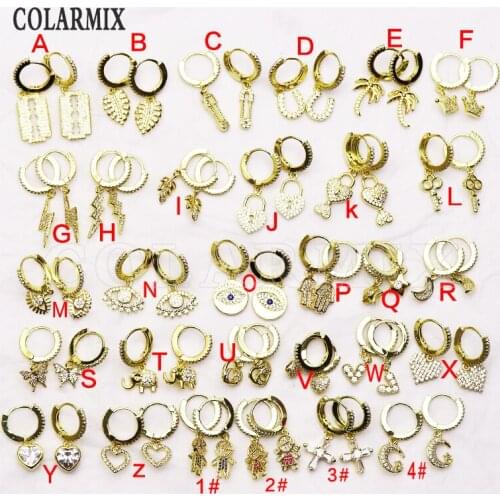 8 Pairs Mix shape zircon earrings Zircon Gold color drop earrings fashion jewelry earrings women earrings 8269