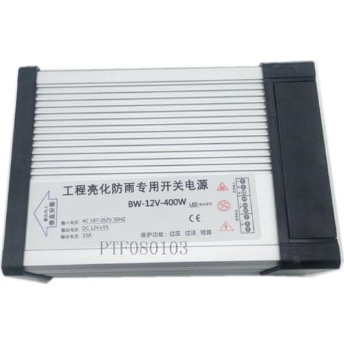 AC 187-265V LED Driver 400W 12V 33.3A LED Power Supply Rain-proof LED Light Power Adapter Outdoor Application