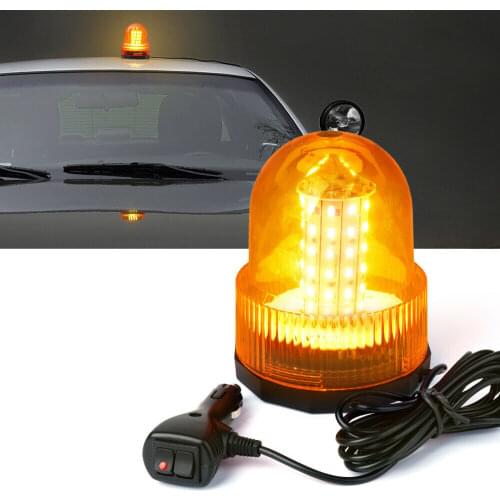 Car 12V 60 LED Rotating Strobe Light Amber/Yellow Forklift Rooftop Safety Warning Magnetic Mount lamp