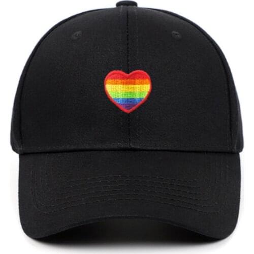 Rainbow Heart Baseball Cap Hiphop Men Cotton Embroidery Colorful Love Snapback Hat Outdoor Sports Dad Hat Curved Summer Male Cap