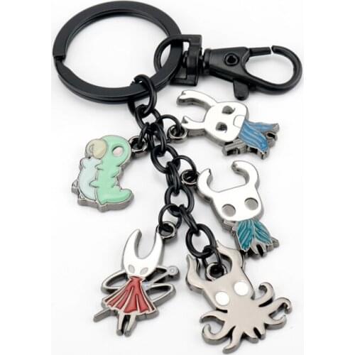 Game Hollow Knight Metal Keychain Cartoon Octopus Pendant Key Chain Car Key Rings Men Women Brelok Figure Chaveiro llaveros
