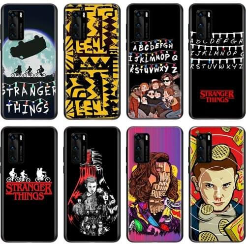 Stranger Things Soft TPU For Huawei P50 P40 P30 P20 Pro Plus P10 P9 P8 Lite RU E Mini 2019 2017 Black Phone Case