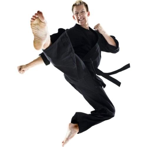 Black Cotton Karate Uniform Clothes Kickking Boxing MMA Martial Art Training Clothes Dobok Cotton 100% Karate Equipment