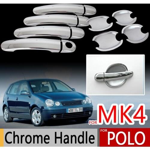 For VW POLO Mk4 2002-2008 Chrome Door Handle Covers for Volkswagen 9n 9n3 CrossPolo Vivo Sedan Accessories Stickers Car Styling