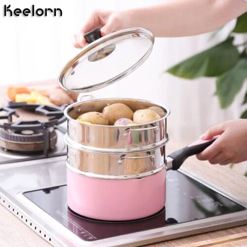 Keelorn 16CM 18CM 20CM 304 Stainless Steel Thickening Double Ear Steamer Multi-layer Steamer Kitchen Tools