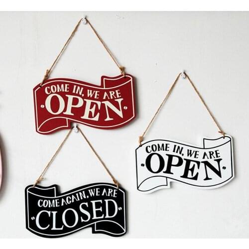 Double-sided Open/Closed License Plate Store Wall Decor Restrooms Tin Sign Vintage Road Guide Metal Sign Painting Plaques Poster