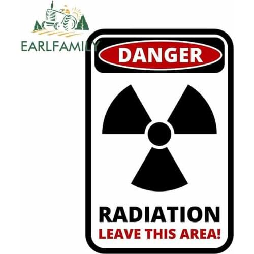 EARLFAMILY 13cm x 8.6cm Car Sticker Funny Warning Sign Danger Radiation Sticker Self Adhesive Graphic