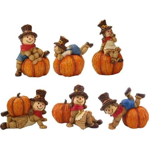 Resin Pumpkin Figurine for Home Office Bedroom Living Room Decor Ornament