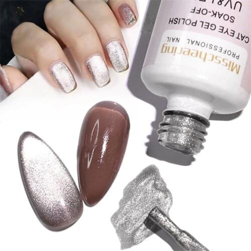8ml Soak Off 9D Wide Cat Eye Magnetic Gel Polish Bright Silver UV Gel Nail Polish Enamel Lacquer Glitter Shiny Nail Art Varnish