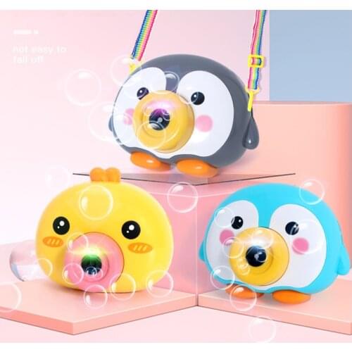 Hot Sale Cartoon Camera Bubble Machine Penguin Summer Outdoor Toys Children Automatic Bubble Cute Chicken As for Girlfriend Gift