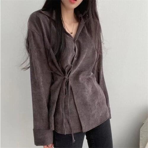 Женские вельветовые рубашки HziriP China At AliExpress