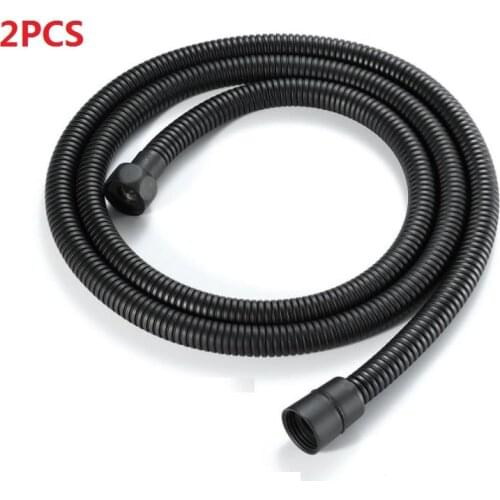 KKTNSG 2pcs Matt Black 1.5m 2m Shower Hose Soft Shower Pipe Common Flexible Bathroom Water Pipe Stainless steel