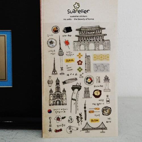 Korea Brand Sonia Scrapbooking Die Cut Sticker The beauty of Seoul PVC Diaryhome Decoration Hobby DIY Craft Suatelier Stickers