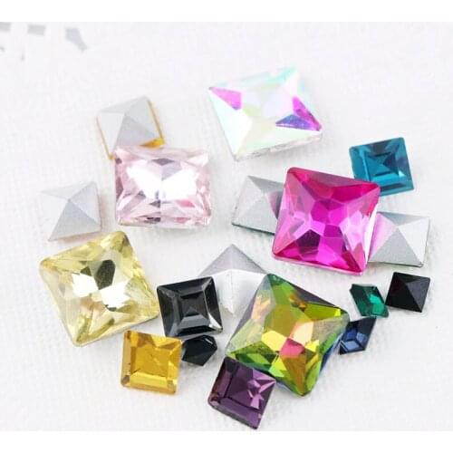 4mm Mixed Color Square Pointed Back Crystal Fancy Stone Glass PointBack Stones For DIY Wedding Dress Jewelry Stones Beads