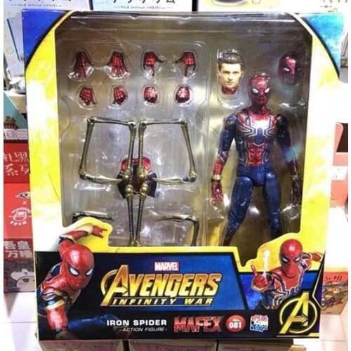 Mafex 081 Marvel Avengers Iron Spider Articulate Spiderman Super Hero Figure Model Toys for Children