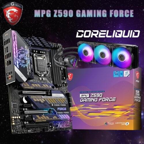 MSI MPG Z590 GAMING FORCE Motherboard With MAG Core Liquid 360R Water Cooling LGA 1200 DDR4 128GB Desktop Z590 Placa-Mãe 1200