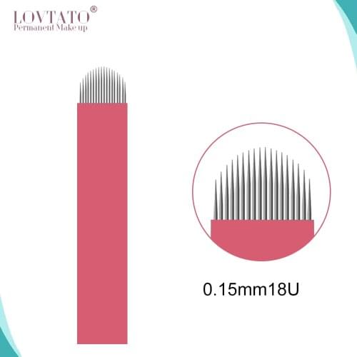 Microblading 0.15mm Tebori Blades Tattoo Needle Permanent Makeup18U Shape Manual Eyebrow Nano Microblade With LOT NO. EXP Date