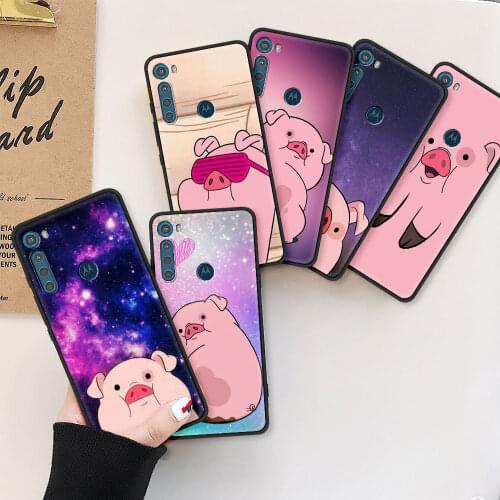 Cute Pink Pig Case for Motorola Moto G9 Play G8 Power Lite One Fusion Plus Hyper G30 G10 Black G Stylus Phone Cover Funda