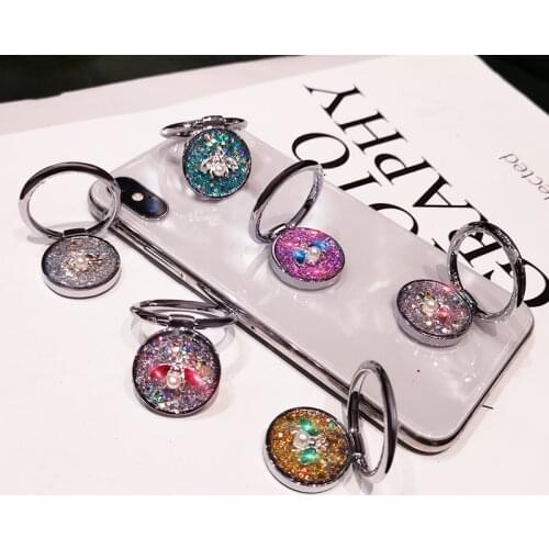 Mobile Phone Finger Ring Stand Holder 360 Rotation Bee Bling Crystal Round Mount Holder for iphone Huawei Redmi Samsung A49