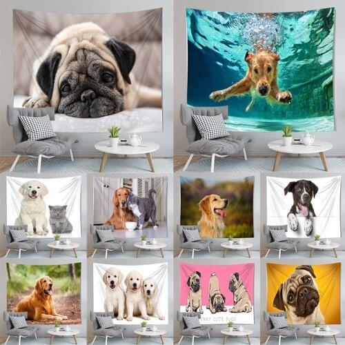 Painting Animal Dogs And Pug Dog Wall Hanging Tapestry Living Room Decor Home Decoration