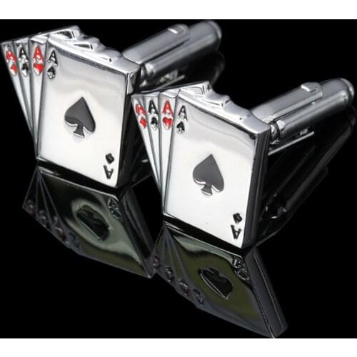 Novelty Cufflinks Male French Shirt Cuff Links 4A Poker Playing Cards Design Cufflink Fashion For Men Business Wedding Gift
