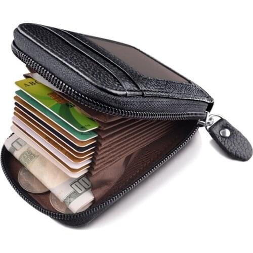 New Fashion Mens Wallet Credit Card Holder RFID Blocking Zipper Thin Pocket
