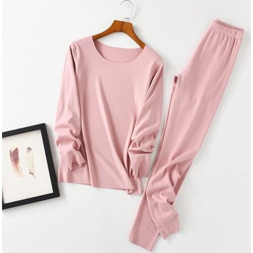 New womens winter thermal underwear sets warm sleepwaear suits women cotton pyjamas sets long sleeve heating ladies underwear