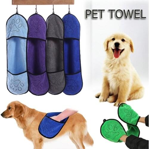 65x23cm Pet Bath Towel Blanket With Pocket Shower Towel Soft Quick Drying With Pocket Drying Towels Absorbent Large Dogs Towels