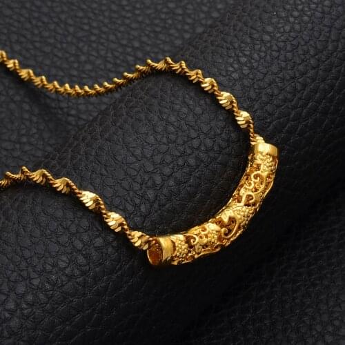Anniyo 24K Gold Color Pendant Necklaces for Women Wedding Jewelry Wholesale Chain African Arab Middle Eastern Ornaments #009009