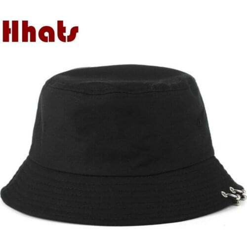 Unisex cotton iron ring bucket hat hip hop casual women plain fishing hat wide brim solid summer men cap panama