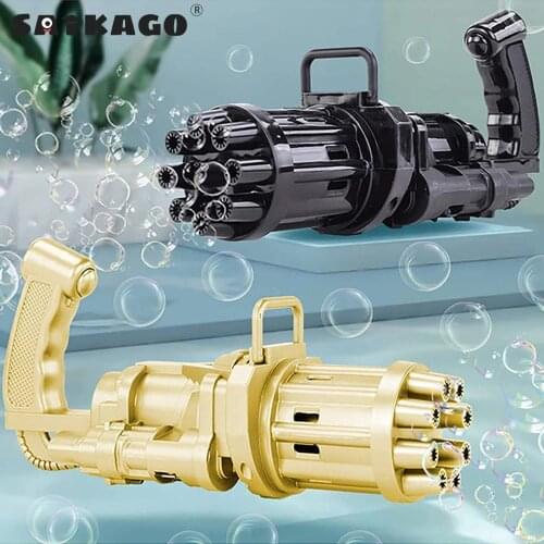 Satkago Bubble Gun Gatling Blowing Bubble Toy 8-Hole Electric Automatic Bubble Machine for Kid Pool Beach Party Outdoor Activity